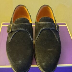 Men's Black Suede Buckle Loafers